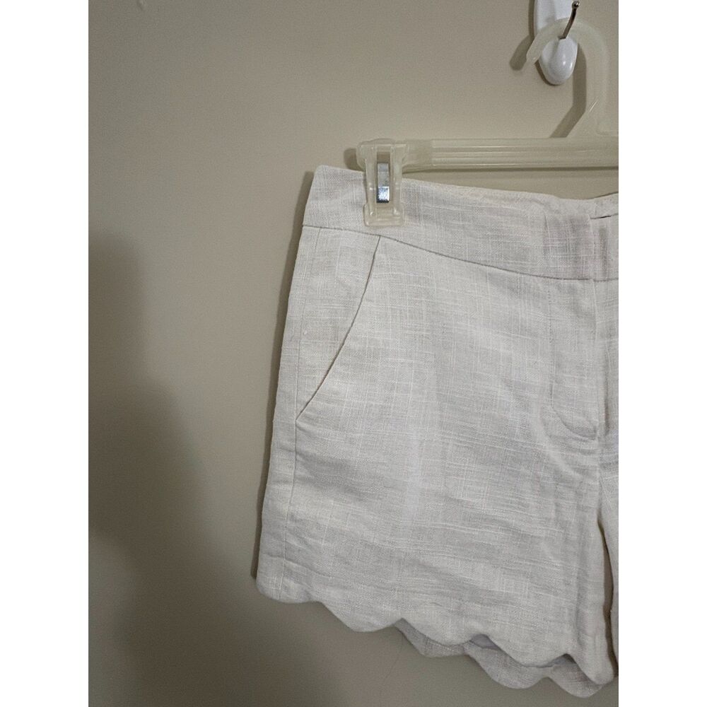 Alice Collection ivory fully lined linen shorts Size 2 scalloped bottom - Picture 8 of 8